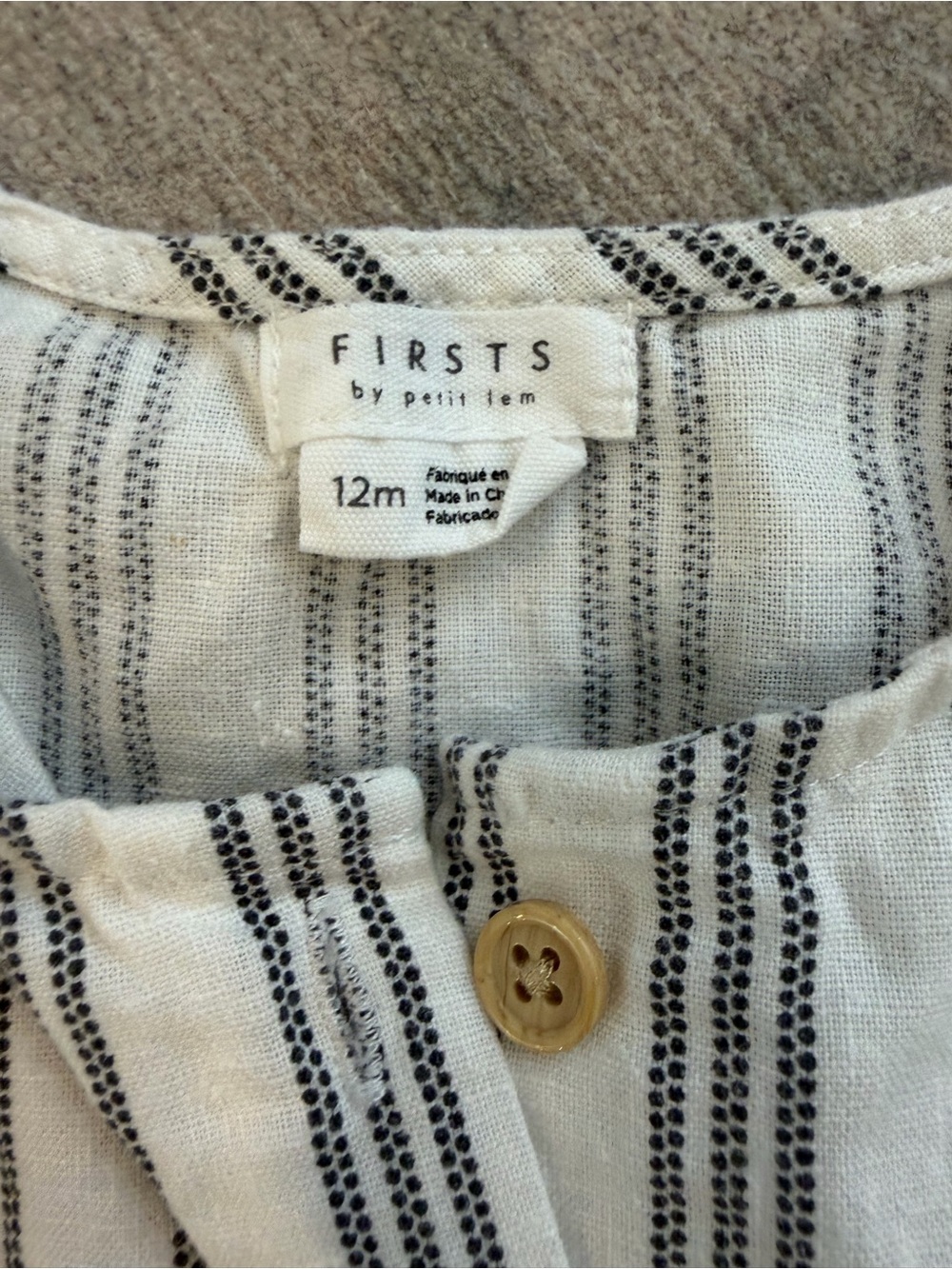 Firsts by Petit Lem Striped Baby dress - Cream & Black